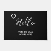 Hallo Leuk dat je er bent | Moderne zwarte deurmat (Voorkant)