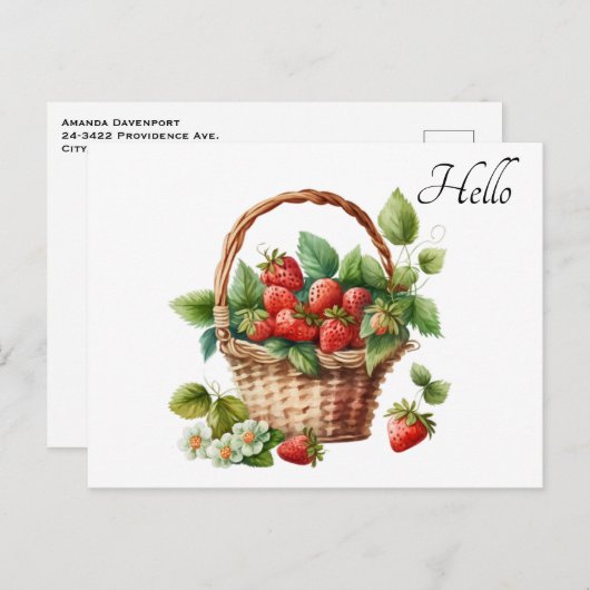 Hallo Leuke mand vol aardbeien Briefkaart (Voorkant / Achterkant)