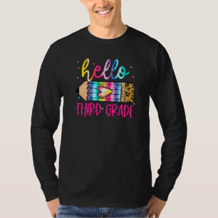 Hallo Leuke Thee Potlood Tie Dye voor Derde Klasse T-shirt