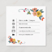 Hallo €? | Levendige bloemen Wildflowers & Honey B Vierkante Visitekaartje (Achterkant)