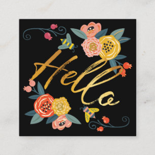 Hallo €? Levendige bloemen Wildflowers & Honey B Vierkante Visitekaartje