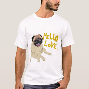 Hallo Liefde Lief Cute Pug Design T-shirt