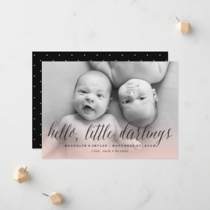 Hallo lieve schatjes Tweeling Meisjes Chic Foto Ge Aankondiging