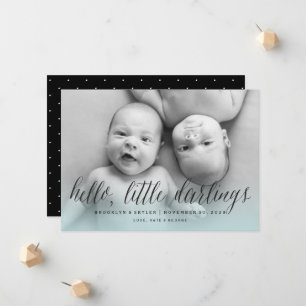 Hallo Little Darlings Twin Boys Moderne foto Geboo Aankondiging