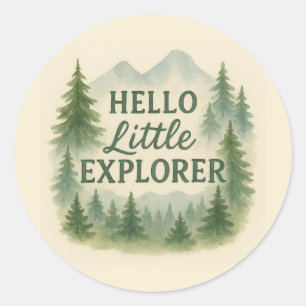Hallo Little Explorer Woodland Baby shower Sticker