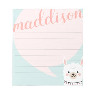 hallo Little Llama Pink Green Persoonlijke Blocnot Notitieblok
