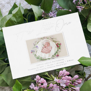 hallo Little One Elegant Script Photo Birth Folie Folie Feestdagenkaart