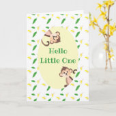hallo Little One Monkey Gefeliciteerd Kaart (Gele Bloem)