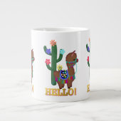 hallo Llama! | Cute Face Brown Llama Extra Grote Beker (Voorkant)
