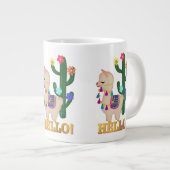 hallo LLAMA! Cute Little Llama en Cactus Extra Grote Beker (Voorkant rechts)
