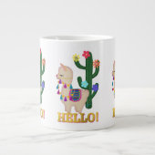 hallo LLAMA! Cute Little Llama en Cactus Extra Grote Beker (Voorkant)