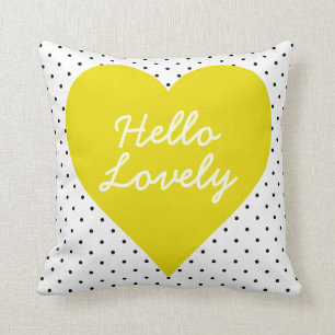 hallo Lovely Polka Dot Heart Pillow Kussen