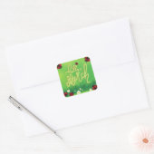 hallo mars met ladybug minimalistisch groen vierkante sticker (Envelop)