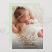 hallo Matige kalligrafie Aankondiging geboorte (Voorkant / Achterkant)