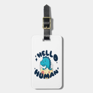 hallo mens grappige Dinosaur Bagagelabel