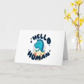 hallo mens grappige Dinosaur Kaart (Gele Bloem)