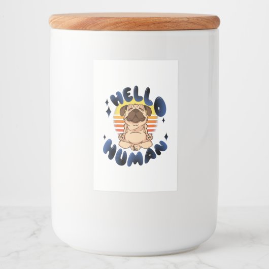 hallo mens Meditatie-yogahond Voedselcontainer Etiket (Voorkant)
