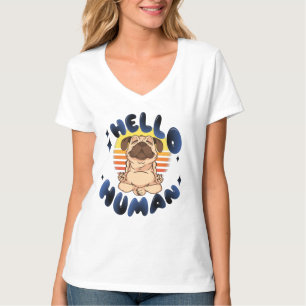 Hallo mens Mediterende yogahond T-shirt