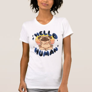 Hallo mens Mediterende yogahond T-shirt