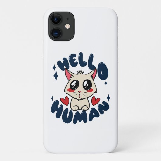 Hallo menselijke Moppige Kat Case-Mate iPhone Case (Achterkant)