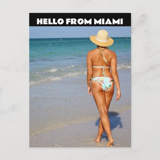 hallo MIAMI FLORIDA BIKINI BLOND GIRL BRIEFKAARTEN (Voorkant)
