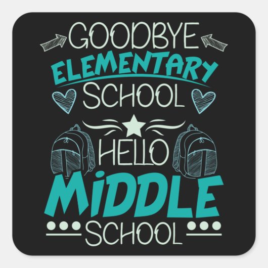 Hallo Middelbare school Vierkante Sticker (Voorkant)