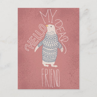 hallo Mijn beste vriend Penguin Post Card Briefkaart
