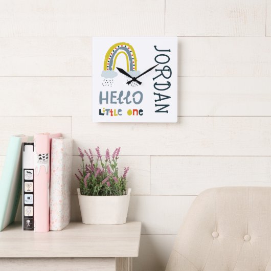 hallo mijn kleine regenboog vierkante klok (Leeskamer)