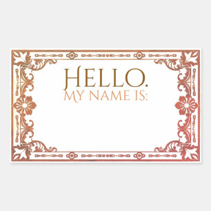 Hallo Mijn naam is: Art Noveau Autumn Blush Rechthoekige Sticker