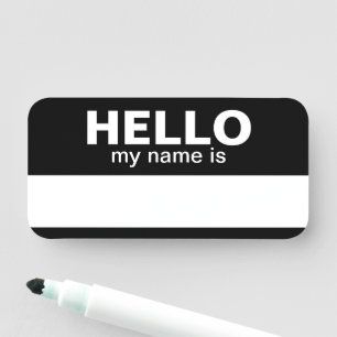 Hallo mijn naam is - Black - Werknemer Dry Erase Naamplaatje