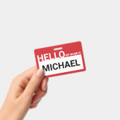 "Hallo mijn naam is" blanco modern rood Badge (Handheld)