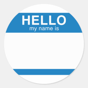 hallo mijn naam is blauw ronde sticker