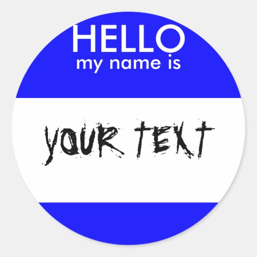 HALLO Mijn naam is (BLAUW) Ronde Sticker (Voorkant)