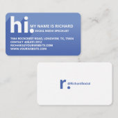 Hallo, Mijn naam is Bold Diagonal Shadow Blue Grad Visitekaartje (Voorkant / Achterkant)