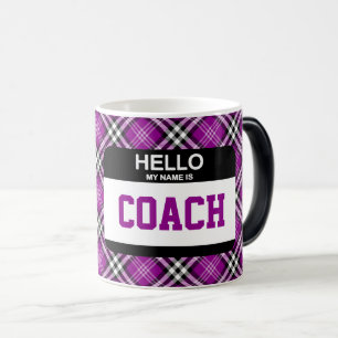 Hallo Mijn naam is COACH Sports Nametag Plaid Paar Magische Mok