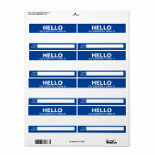 Hallo Mijn naam is.... event badge / sticker / lab (Full Sheet)