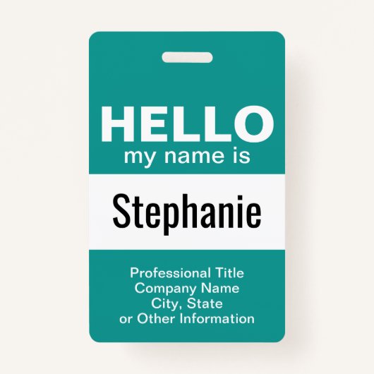 hallo mijn naam is - gebeurtenispas - kan kleur ve badge (Voorkant)