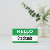 hallo mijn naam is - Groen - Informatie van het Be Visitekaartje (Staand voorkant)