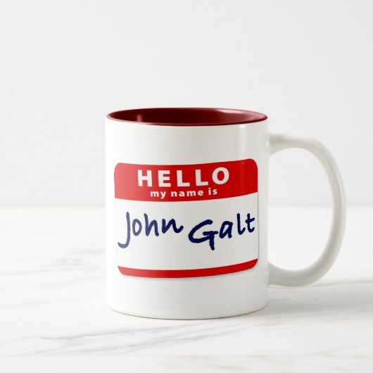 hallo mijn naam is John Galt Tweekleurige Koffiemok (Rechts)