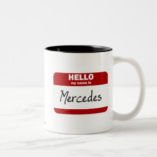 hallo mijn naam is Mercedes (rood) Tweekleurige Koffiemok