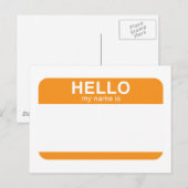 hallo mijn naam is - Oranje Briefkaart (Voorkant / Achterkant)