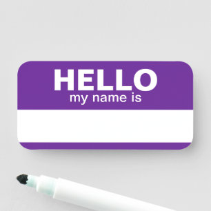 hallo mijn naam is - Paars - Employee Dry Erase Naamplaatje