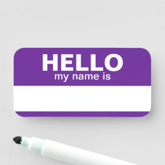 hallo mijn naam is - Paars - Employee Dry Erase Naamplaatje