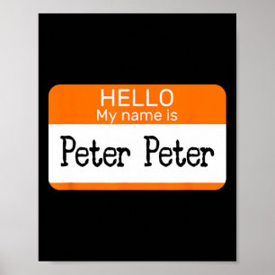 Hallo mijn naam is Peter Sticker naamlabel op een Poster