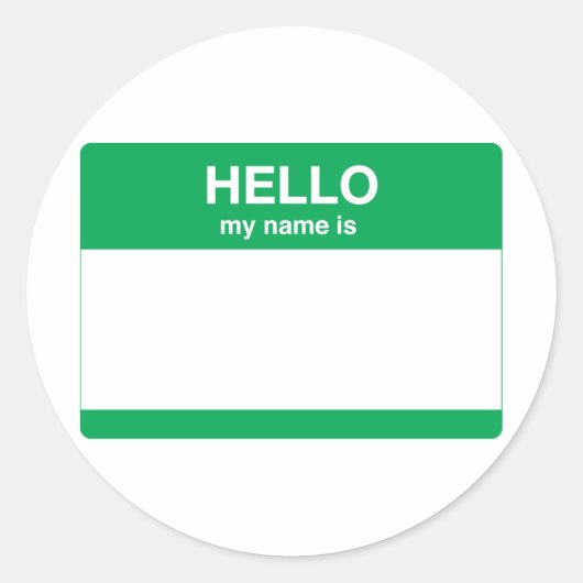 hallo, mijn naam is ronde sticker (Voorkant)