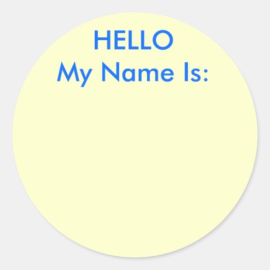 hallo mijn naam is: ronde sticker (Voorkant)