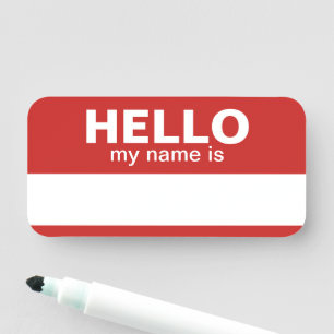 hallo mijn naam is - rood - werknemer Dry Erase Naamplaatje