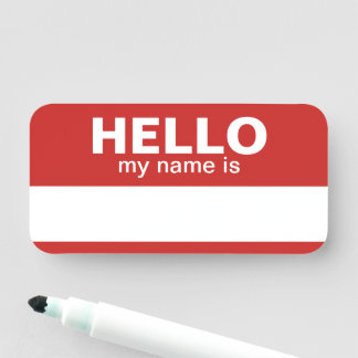 hallo mijn naam is - rood - werknemer Dry Erase Naamplaatje