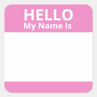 Hallo Mijn naam is roze en wit Naam Tag Stickers