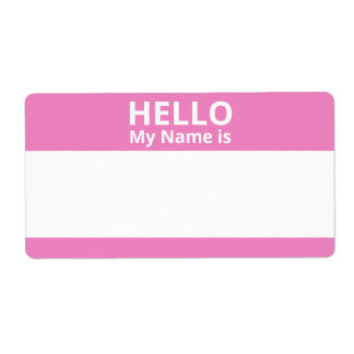 Hallo Mijn naam is Roze en Witte Naam Tag Labels